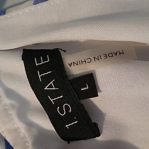 1. State 2pc Halter Tie Back Top & Ruffle Tiered Skirt Blue White Floral Wmns L - Picture 3 of 15